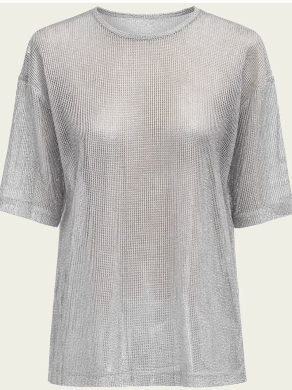Tibi viscose metallic mesh easy t-shirt